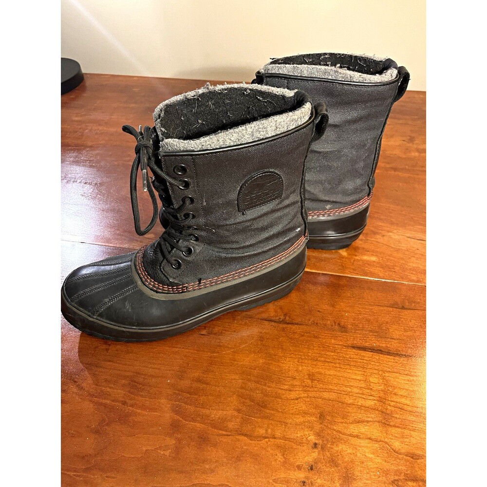 Sorel Men’s Black Waterproof Lace-Up Ankle Snow Boots 10.5 Grey Removable Liner